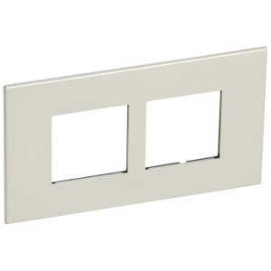 575081 2 GANG 4 MODULE SQUARE PLATE PEARL ALU