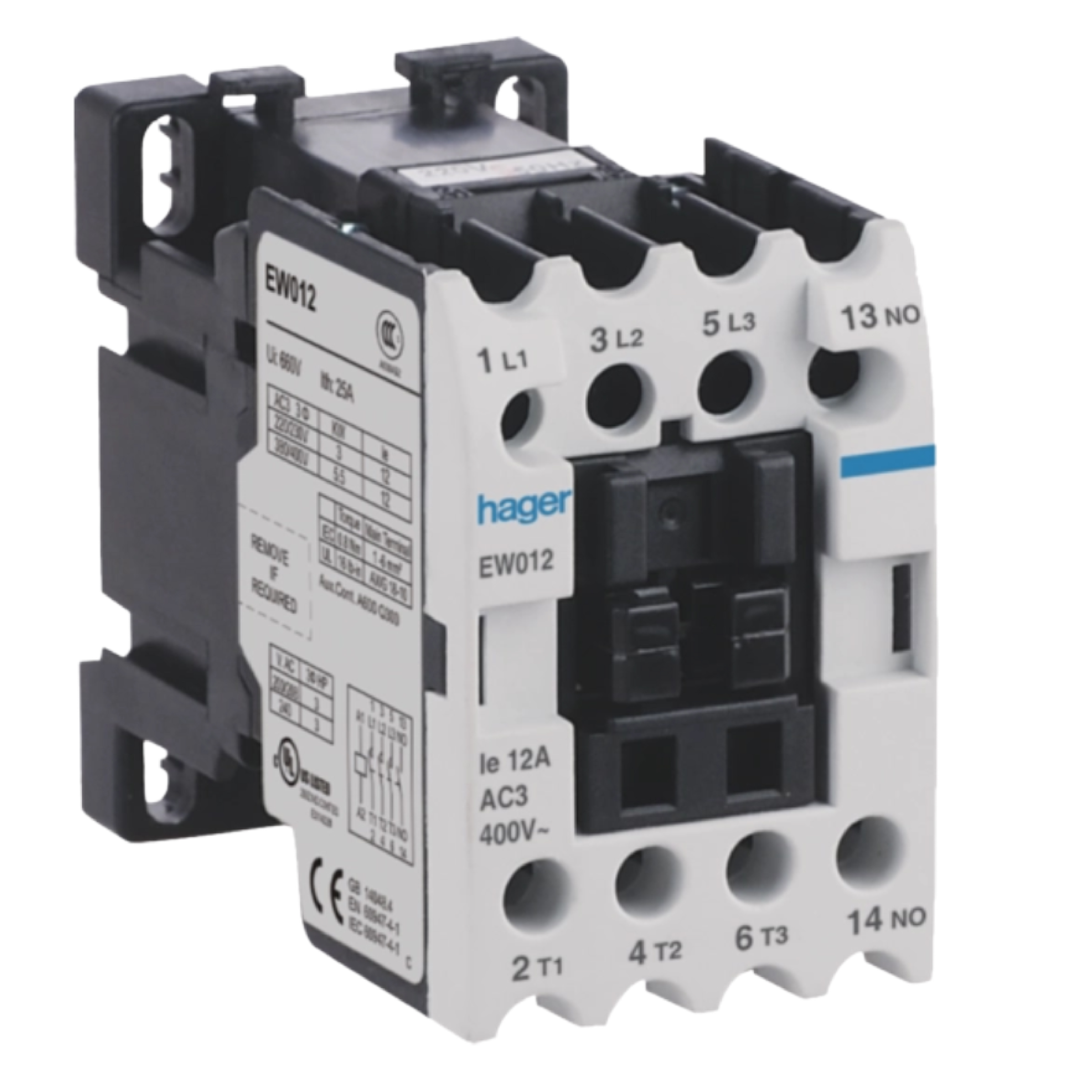 EW012_K Contactor 12A-AC3  240Vac 50Hz