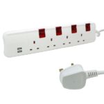 698521 -EXTENSION MOES BS 4 SWITCHED SOCKETS + 2 USB - 5M WHITE/GREY -LEGRAND
