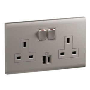 MEC33076CH- 2G BS 13A SP SSO+USB AC 27W CH - LEGRAND - OBRIA