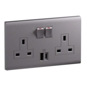 MEC33076SL- 2G BS 13A SP SSO+USB AC 27W DS - LEGRAND - OBRIA
