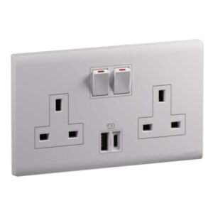 MEC33076WH- 2G BS 13A SP SSO+USB AC 27W WH - LEGRAND- OBRIA