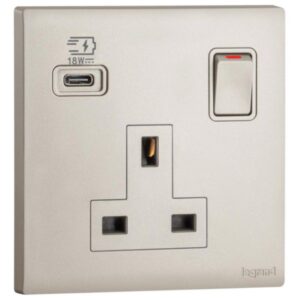 MEC33093CH- 1G BS 13A SP SSO+ USB C 18W CH - LEGRAND - OBRIA
